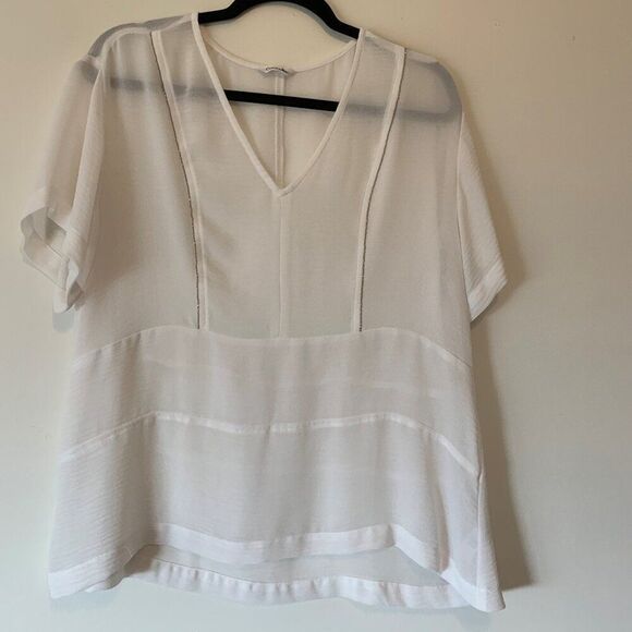 Pant, wide leg, med rise, cotton/linen, EUC, Sz L, navy wht stripe - Picture 13 of 16